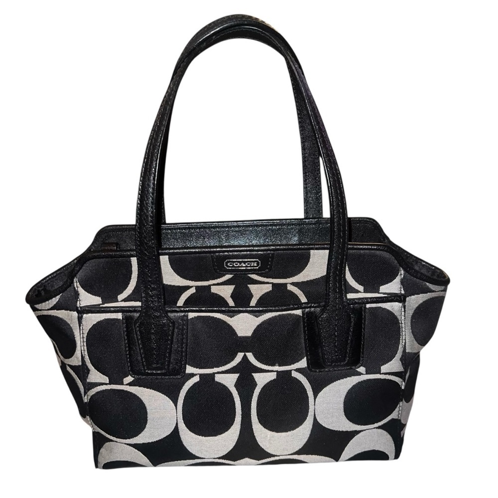 Coach Taylor Signature Bette Mini Tote Monogram Black Silver Canvas Classic